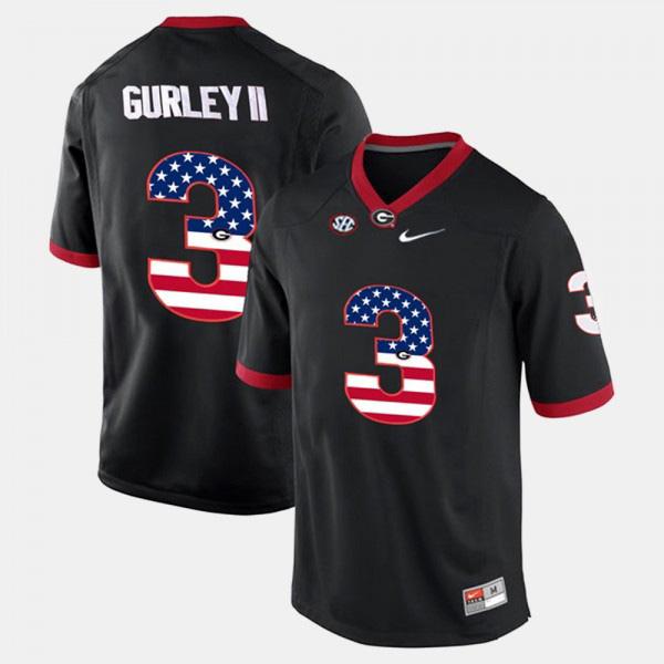 Men's #3 Todd Gurley II Georgia Bulldogs US Flag Fashion Jersey - Black